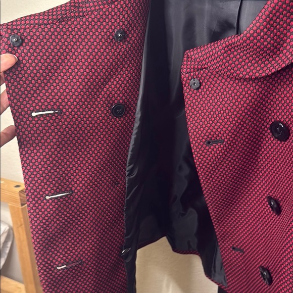 Tahari Maroon Double-Breasted Pea Coat Size 6 - Picture 3 of 5